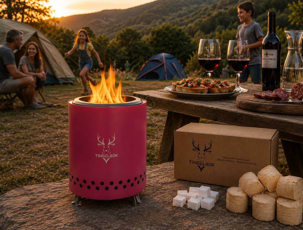Tingelbok® Ember Pink™ 22cm – Rookloze Vuurkorf incl. Starterkit & Hoes