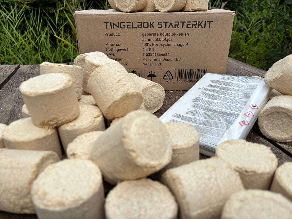 Bokkieblokken™ Starterkit – 4,5 kg Mini Houtblokken + Aanmaakblokjes `