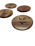 TINGELBOK® BokkieCoasters™ - Premium Acacia Onderzetters (Set van 4)