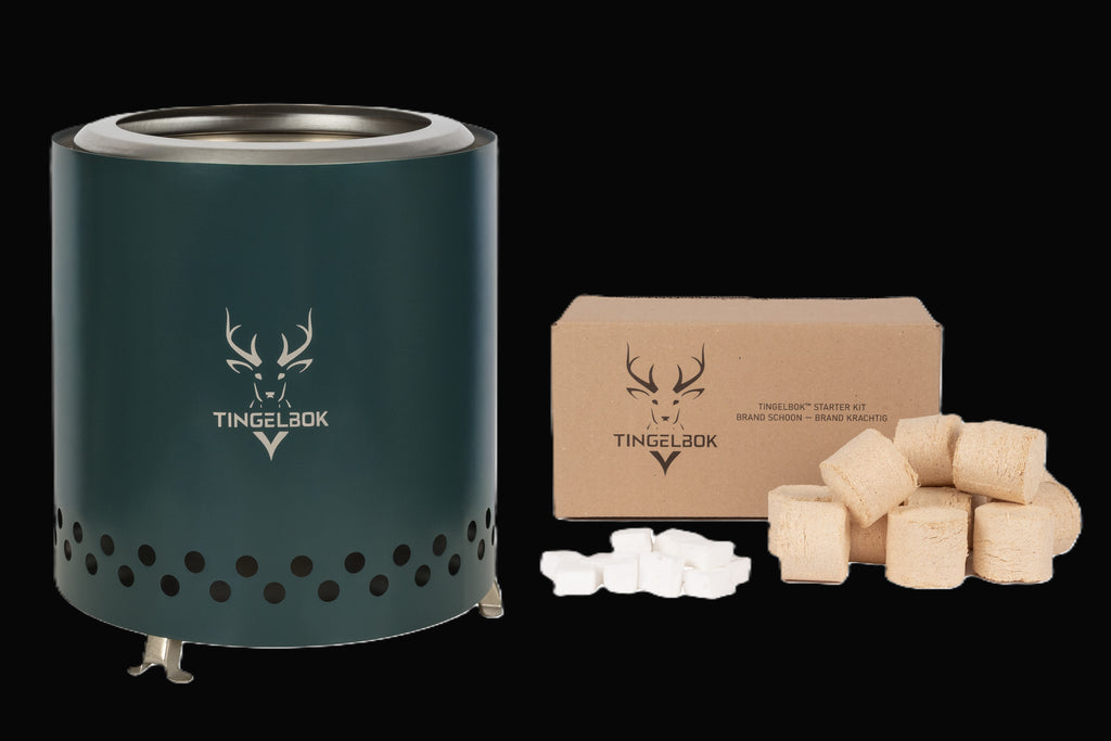 Rookloze vuurkorf – inclusief starterkit – ideaal Vaderdag cadeau – Tingelbok Ember Green