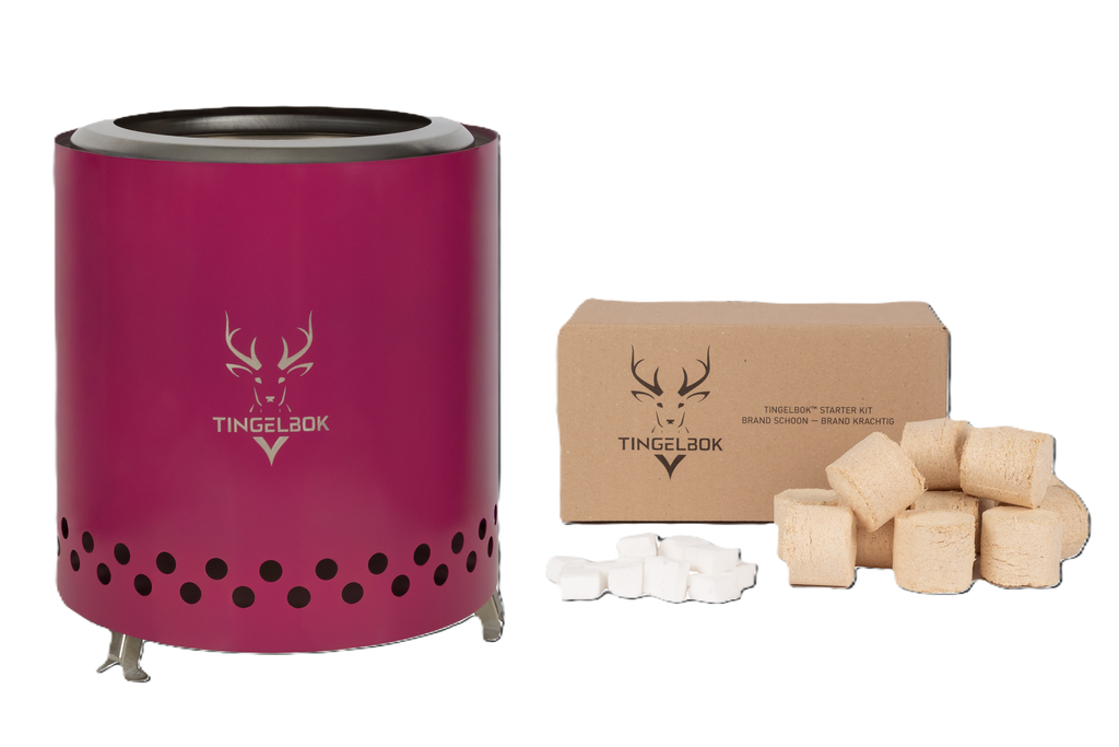 Tingelbok® Ember Pink™ 22cm – Rookloze Vuurkorf incl. Starterkit & Hoes