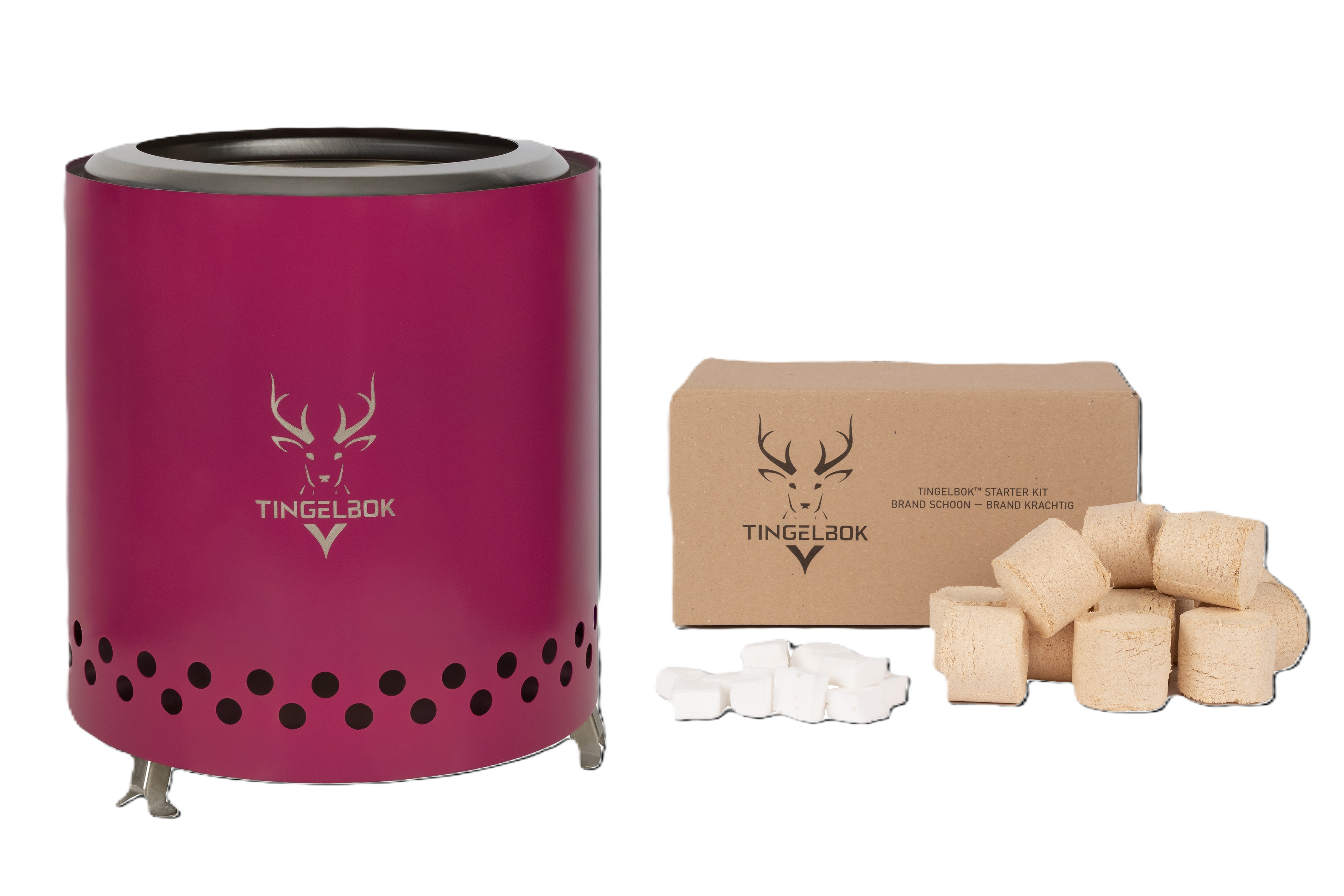 Tingelbok® Ember Pink™ 22cm – Rookloze Vuurkorf incl. Starterkit & Hoes